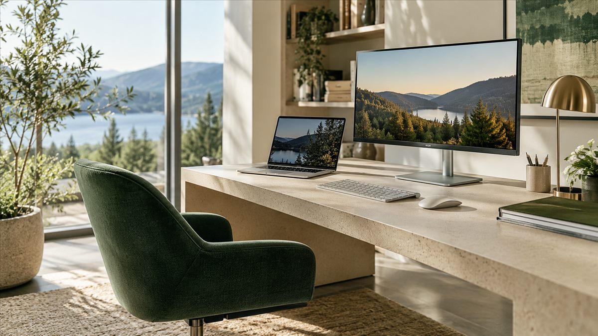 现代Windows桌面办公设备与自然光环境